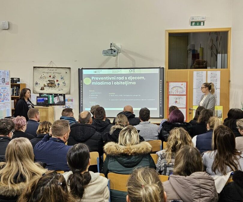 Posjet djelatnica Obiteljskog centra Koprivnica i predavanje za roditelje učenika razredne nastave