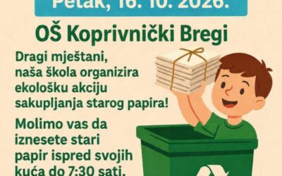 AKCIJA SAKUPLJANJA STAROG PAPIRA PETAK -16.10.2026.
