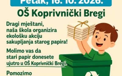 AKCIJA SAKUPLJANJA STAROG PAPIRA PETAK -16.10.2026.